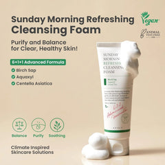 AXIS-Y Sunday Morning Refreshing Cleansing Foam 120ml – Gentle pH Balancing Korean Cleanser for Sensitive Skin