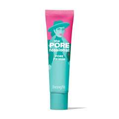Benefit Porefessional pore primer tube with pink and teal design on a white background