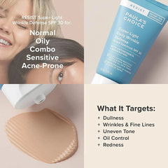 Paula's Choice ,Super-Light ,Daily Wrinkle Defense, SPF 30, Matte Tinted ,Mineral, Sunscreen for Oily, Combination Skin,Makeupstashpk