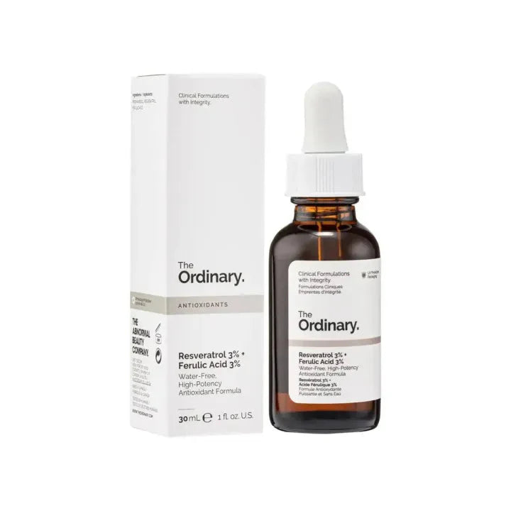 The Ordinary, Resveratrol 3%, Ferulic Acid 3%, Antioxidant Serum, Anti Aging Serum, The Ordinary 30ml, Brightening Serum, Skincare Treatment, High Strength Serum, Environmental Protection Skincare , Makeupstashpk