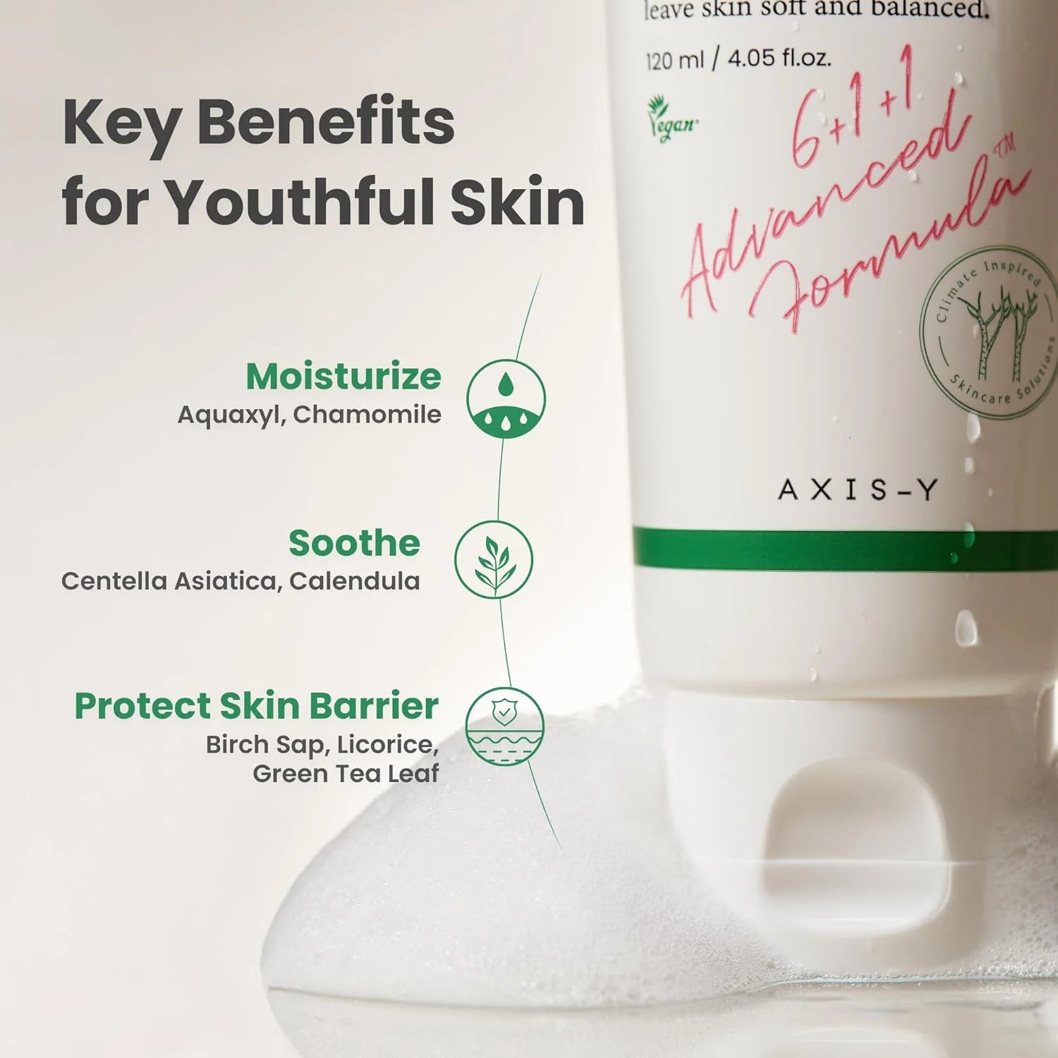 AXIS-Y Sunday Morning Refreshing Cleansing Foam 120ml – Gentle pH Balancing Korean Cleanser for Sensitive Skin
