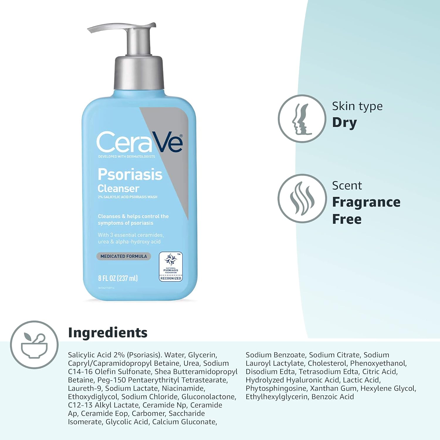 Face and Body Wash ,  Cleanser , psoriasis-prone , Cerave Sensitive Skin Cleanser , Makeupstashpk