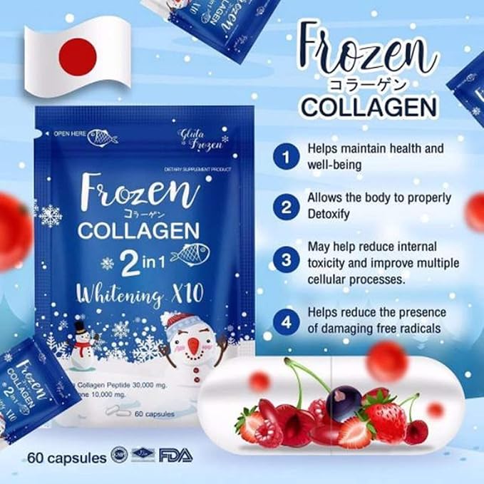 Frozen Collagen 2 in 1 Whitening X10 Capsules – Advanced Skin Brightening & Anti-Aging Formula