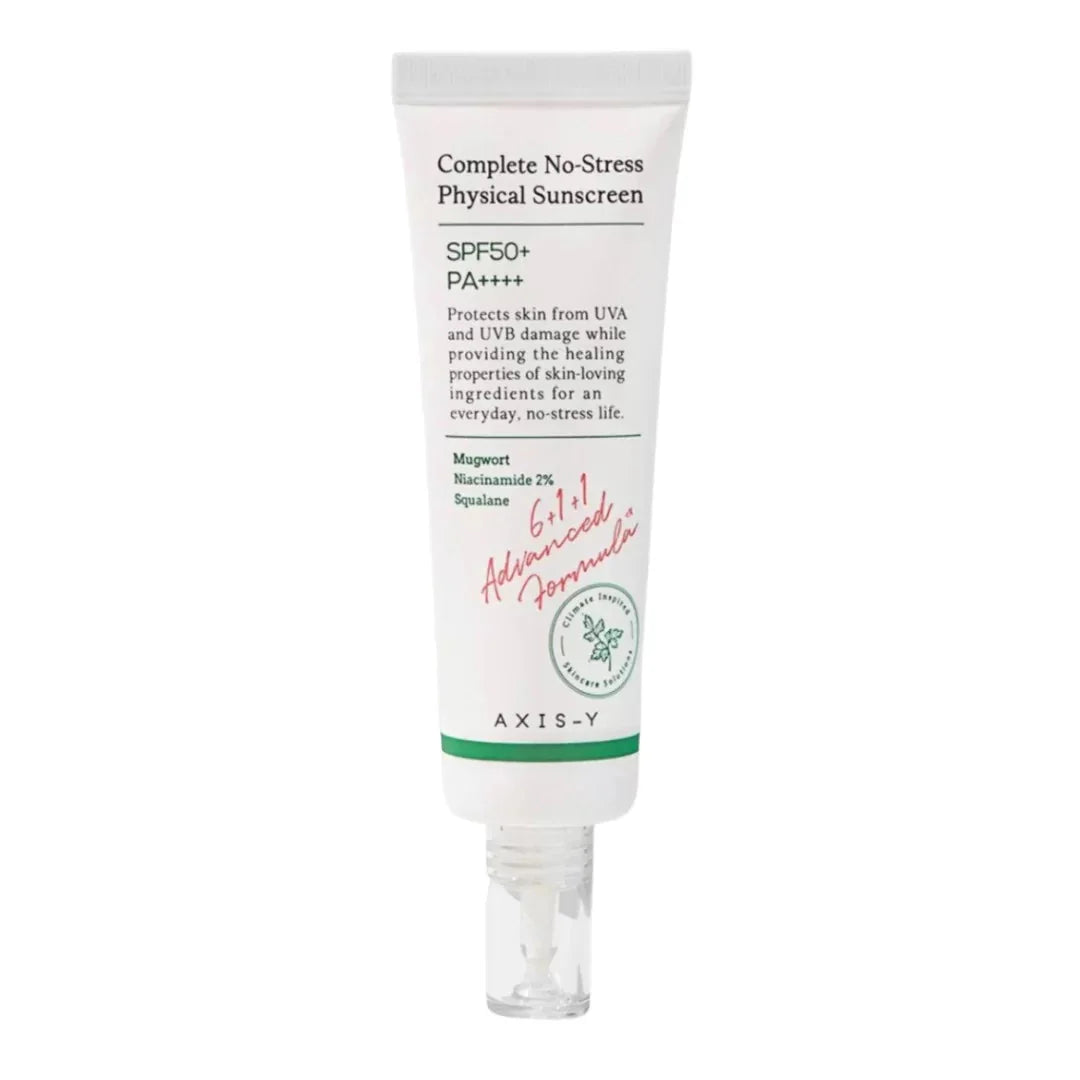 AXIS-Y Complete No-Stress Physical Sunscreen SPF50+ PA++++ 50ml – Mineral UV Protection for Sensitive Skin