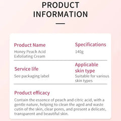 Bioaqua Peach Extract Fruit Acid Exfoliating Face Gel Cream – Gentle AHA Peeling & Brightening Moisturizer