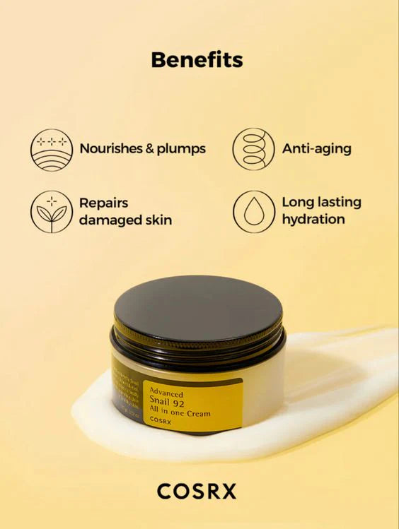 COSRX Advanced Snail 92 All In One Cream 100ml – Repairing & Hydrating Snail Mucin Moisturizer