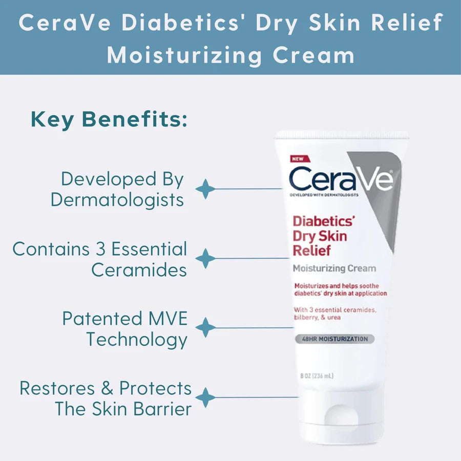 CeraVe Dry Skin Relief , CeraVe Cream , Diabetic Skin Moisturizer , Very Dry Skin Cream , Ceramide Moisturizer , Urea Cream, Sensitive Skin , Intensive Hydration Cream , Fragrance Free , Makeupstashpk