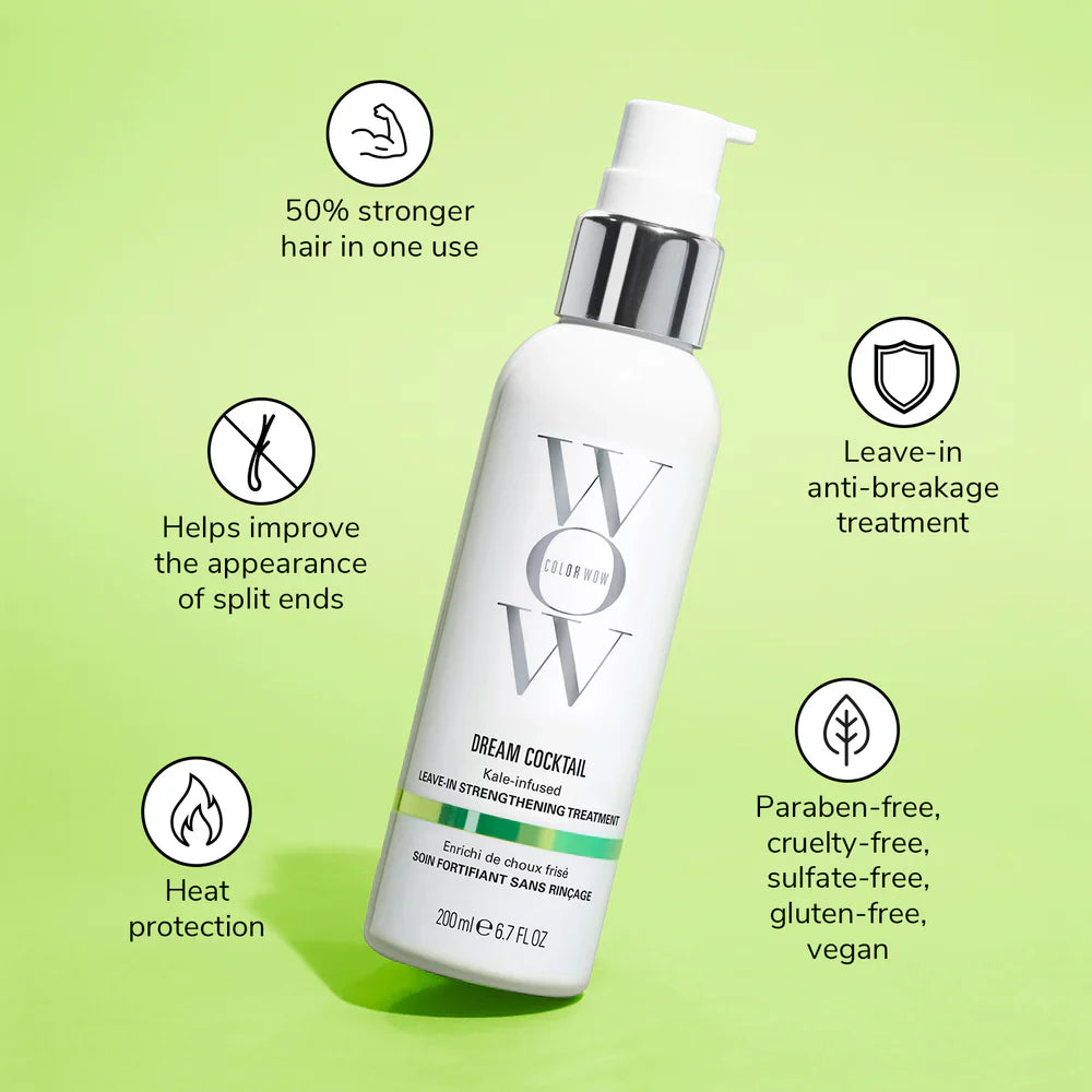 Color Wow Dream Cocktail Kale-Infused Leave-In Treatment 200ml – Strengthening Blow-Dry Treatment for Damaged Hair
