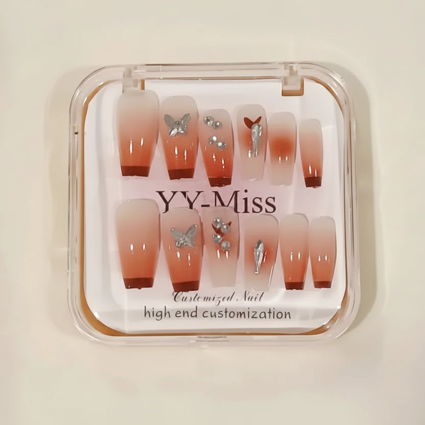  Press-On Nails , Artificial Nails, Double-Sided, Nail Glue Stic, Reusable False Nails, Salon Style Sake Nails , Trendy Fake Nails , Makeupsashpk