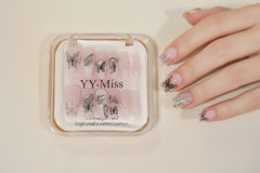  Press-On Nails , Artificial Nails, Double-Sided, Nail Glue Stic, Reusable False Nails, Salon Style Sake Nails , Trendy Fake Nails , Makeupsashpk